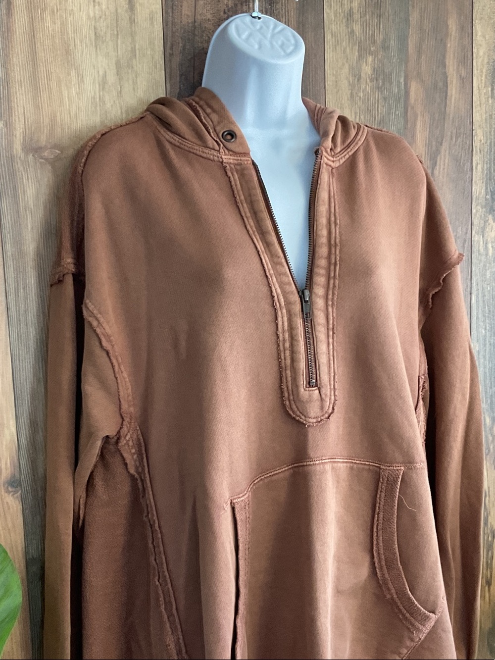 Free People Inside Out Hooded V-Neck Pullover High Low Sweatshirt Jacket XL - Picture 2 of 7
